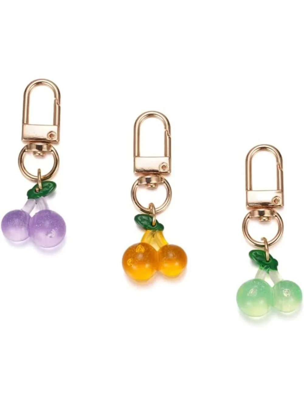 Cute Cherry Bag Charm Set - 3PCS Acrylic Keychains for Purse, Backpack, Wallet